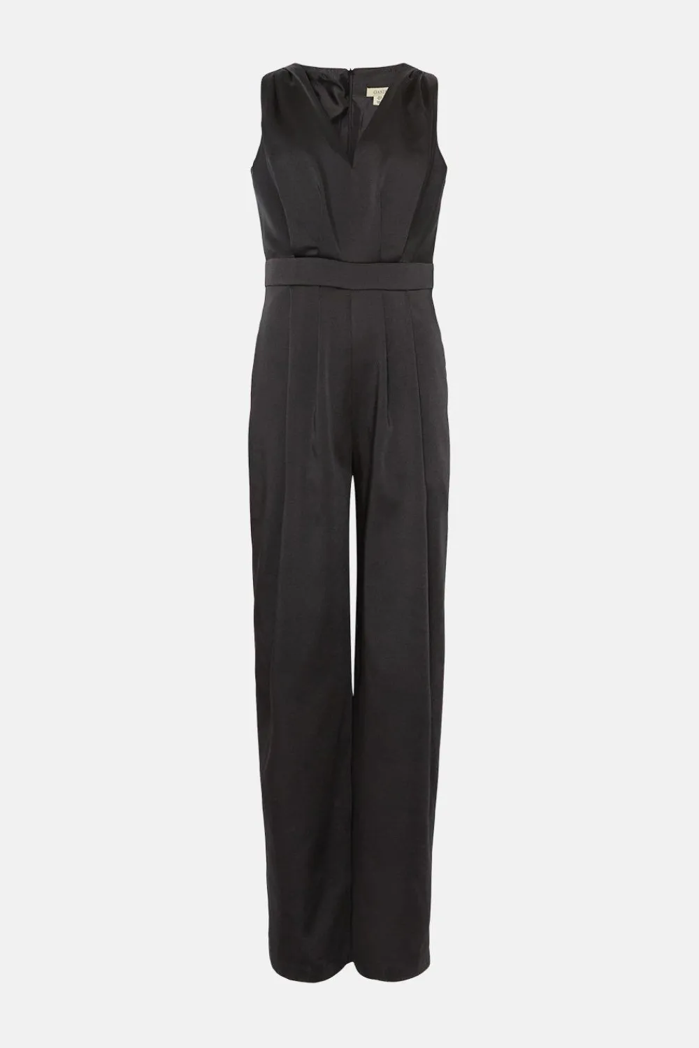 Sale Oasis Stretch Satin V Neck Tailored Jumpsuit Black