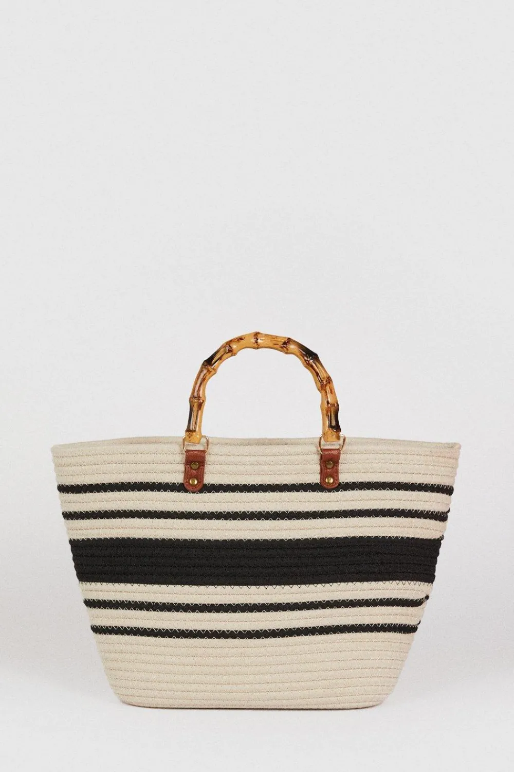 Clearance Oasis Stripe Bamboo Handle Detail Bag Mono