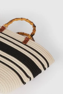 Clearance Oasis Stripe Bamboo Handle Detail Bag Mono