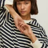 New Oasis Stripe Half Zip Collar Sweatshirt Rose