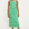 Discount Oasis Stripe Lace Wide Strap Belted Midi Dress Green