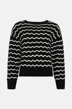 New Oasis Stripe Pointelle Detail Jumper Blue