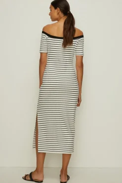 Online Oasis Stripe Ponte Bardot Midi Dress Ivory