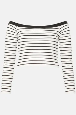 Discount Oasis Stripe Ponte Bardot Top Blackwhite