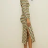 Online Oasis Stripe Rib Twist Back Scoop Neck Midi Dress Multi