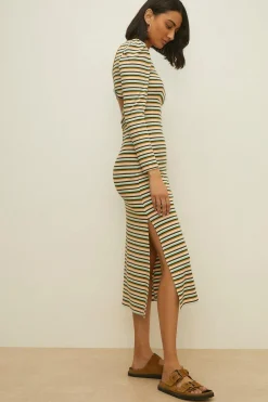 Online Oasis Stripe Rib Twist Back Scoop Neck Midi Dress Multi