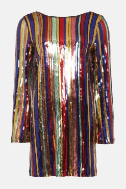 Discount Oasis Stripe Sequin Mini Dress Multi