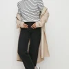 Fashion Oasis Stripe Tie Back Crew Neck Sweatshirt Navy