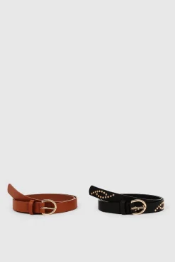 New Oasis Stud Detail Faux Leather Pack Belt Multi