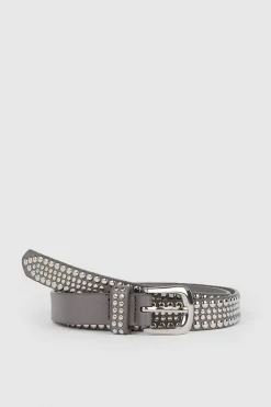 Outlet Oasis Stud Detail Faux Leather Belt Grey