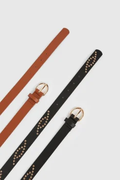 New Oasis Stud Detail Faux Leather Pack Belt Multi