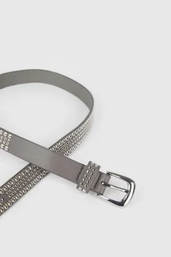 Outlet Oasis Stud Detail Faux Leather Belt Grey