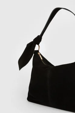 Sale Oasis Suede Slouchy Shoulder Bag Black
