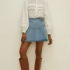 Outlet Oasis Super Flippy Denim Mini Skirt Pale Wash