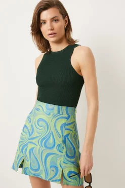 Fashion Oasis Swirl Jacquard Mini Skirt Green