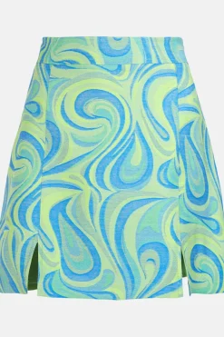 Fashion Oasis Swirl Jacquard Mini Skirt Green