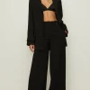 Outlet Oasis Tab Detail High Waisted Tailored Trouser Black