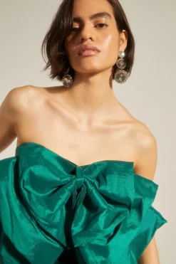 Outlet Oasis Taffeta Bow Mini Dress Green