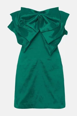 Outlet Oasis Taffeta Bow Mini Dress Green