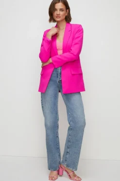 Fashion Oasis Tailored Crepe Longline Blazer Pink