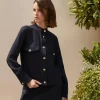 Fashion Oasis Tailored Stretch Crepe Pocket Detail Jacket Navy