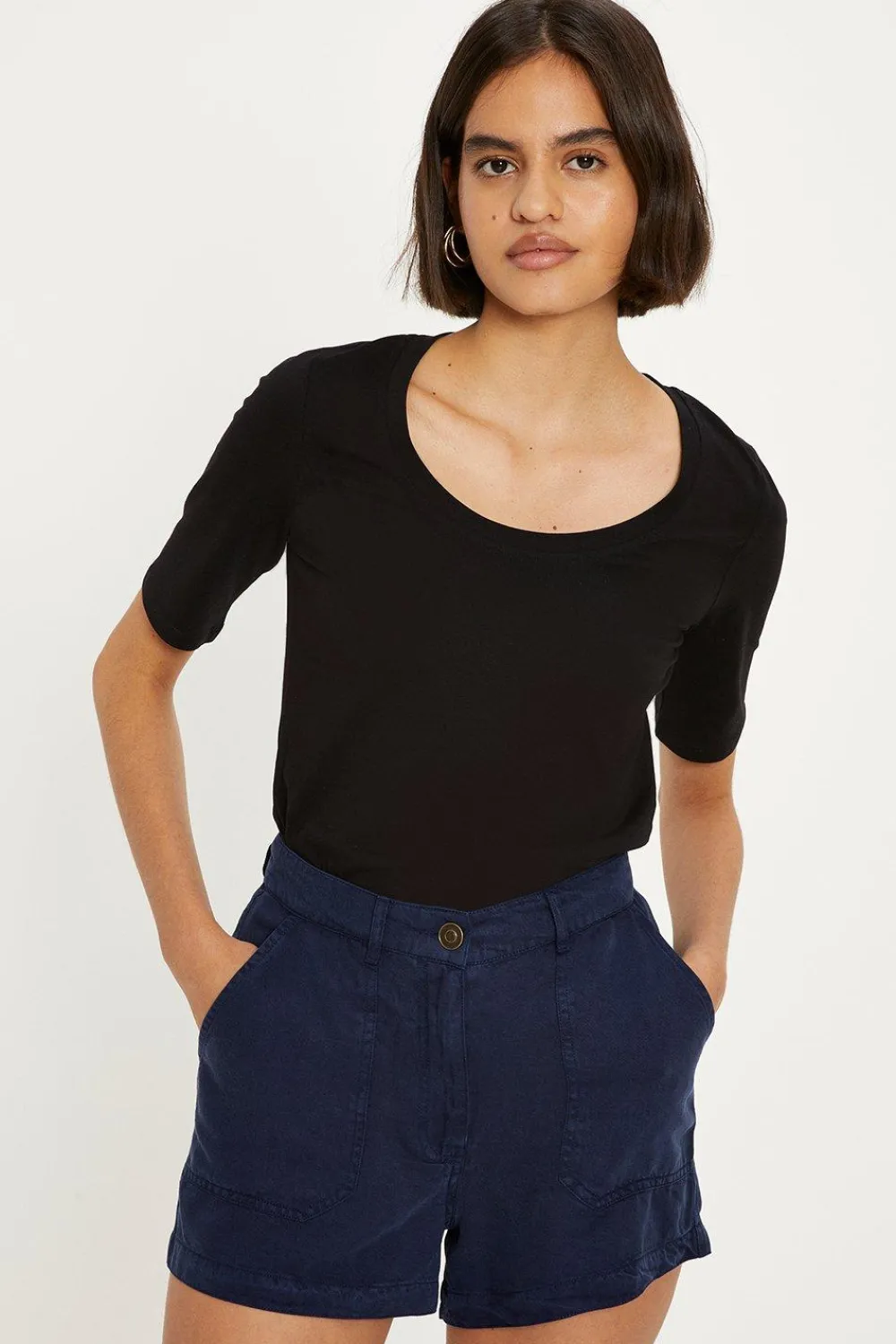 New Oasis Tencel Utility Shorts Navy