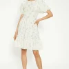 Clearance Oasis Textured Floral Bow Back Mini Dress Ivory
