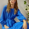 Sale Oasis Textured Smock Maxi Dress Cobalt