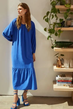Sale Oasis Textured Smock Maxi Dress Cobalt