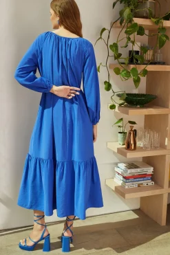 Sale Oasis Textured Smock Maxi Dress Cobalt