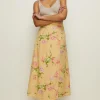 Outlet Oasis Tie Detail Floral Wrap Midi Skirt Amber