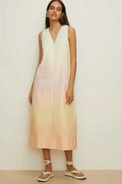 New Oasis Tie Dye Cotton Twill Slip Dress Multi