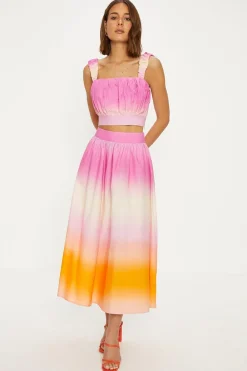 Outlet Oasis Tie Dye Ruched Strappy Top Multi