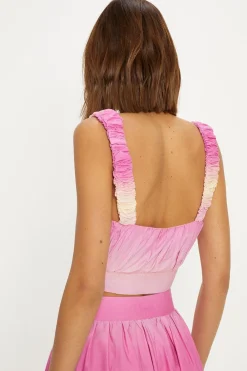 Outlet Oasis Tie Dye Ruched Strappy Top Multi