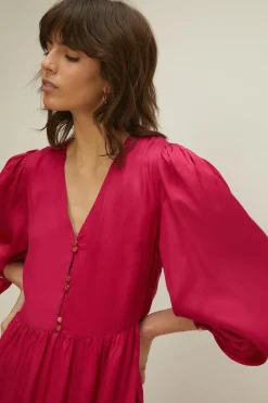 Online Oasis Tie Side Midi Dress Pink