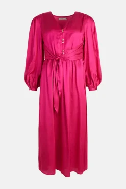 Online Oasis Tie Side Midi Dress Pink