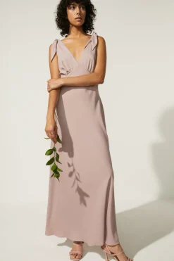 Discount Oasis Tie Strap Bias Cut Maxi Dress Blush