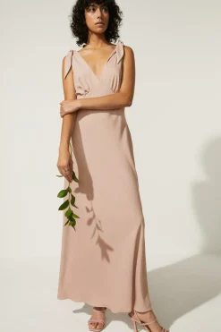 Sale Oasis Tie Strap Bias Cut Maxi Dress Blush