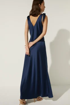 Online Oasis Tie Strap Bias Cut Maxi Dress Navy