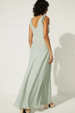 Sale Oasis Tie Strap Bias Cut Maxi Dress Sage