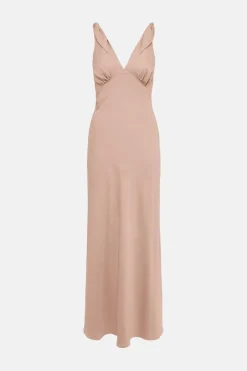 Sale Oasis Tie Strap Bias Cut Maxi Dress Blush