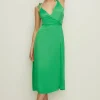 New Oasis Tie Strap Wrap Midi Dress Bright Green