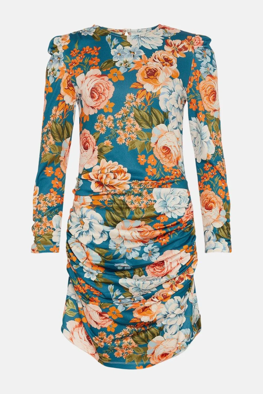 Discount Oasis Tissue Crepe Floral Draped Split Mini Dress Green