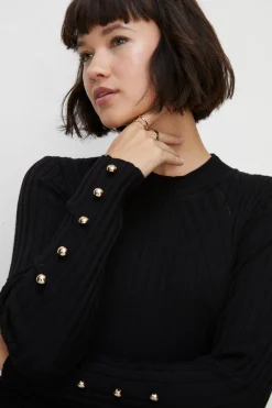 Sale Oasis Travelling Rib Crew Neck Knitted Midi Dress Wine