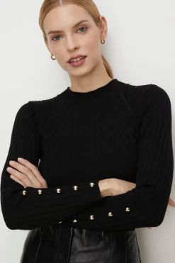 Sale Oasis Travelling Rib Crew Neck Jumper Black