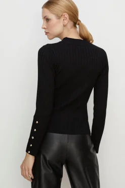 Sale Oasis Travelling Rib Crew Neck Jumper Black