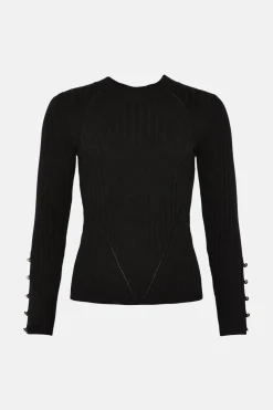 Sale Oasis Travelling Rib Crew Neck Jumper Black
