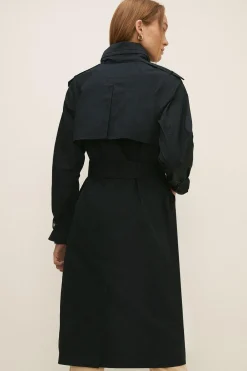 Sale Oasis Trench Detail Belted Parka Black