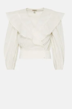 Online Oasis Trim Detailed Wrap Blouse Ivory