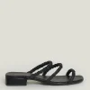 Hot Oasis Triple Strap Block Heel Mule Nude